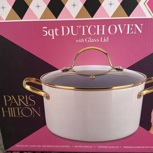 Paris Hilton White Dutch Oven with Glass Lid - Picture 2 of 9